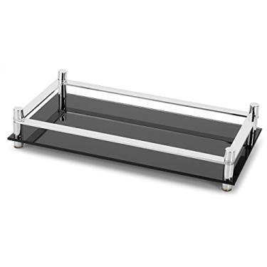 Imagem de Bandeja Multiuso 16X30cm F. Collection Vidro e Alumínio Cor:Preto