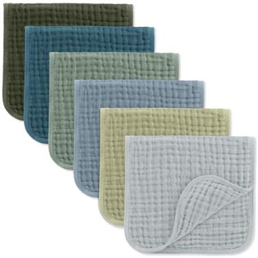 Imagem de Comfy Cubs Panos para Arrotar Musselina 50,8 cm x 25,4 cm, Pacote com 6 - Grande, 6 Camadas, Ultra Absorventes, 100% Algodão para Baba e Messes - Conjunto de panos macios, seguros e suaves para bebês