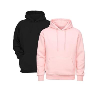 Imagem de Kit Moletom Masculino Blusa Masculina Canguru sem Ziper com Capuz Liso