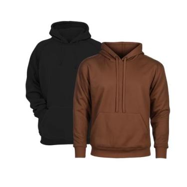 Imagem de Kit Moletom Masculino Blusa Masculina Canguru sem Ziper com Capuz Liso