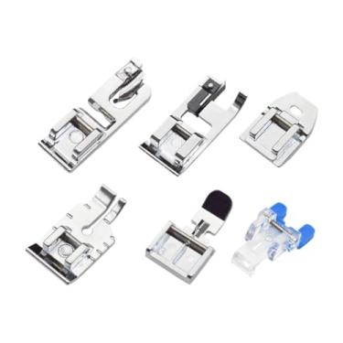 Imagem de rockible Conjunto de calcadores para máquina de costura, peça auxiliar confiável, calcador overlock, 6 Peças