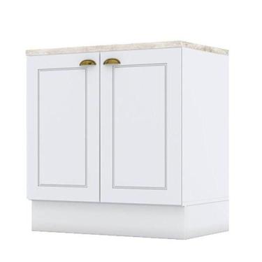 Imagem de Balcão 2 Portas 80 Cm Nova York Branco Com Tampo Cooktop Calcare  Henn