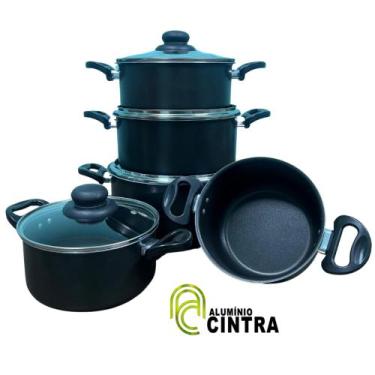 Imagem de Jogo De Panela Antiaderente Teflon Caçarola Aluminio Grosso 5 peças 16