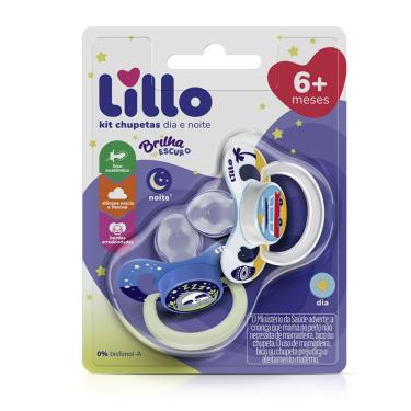 Imagem de Kit Chupetas Dia e Noite Lillo Ort Silicone Menino + 6 Meses 2 Unidades