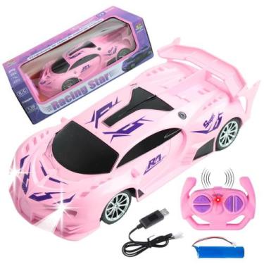 Imagem de Carrinho Controle Remoto Bateria Recarregável Com Luz Led (Rosa) - Toy