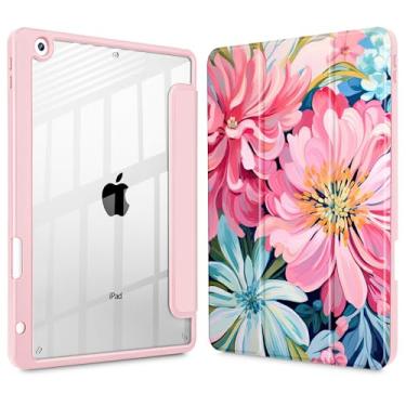 Imagem de May Chen Capa traseira transparente para iPad 9ª geração com suporte para lápis, iPad 8ª/7ª geração, 10,2 polegadas, suporte para caneta, suporte de três dobras, despertar/hibernar, transparente, capa