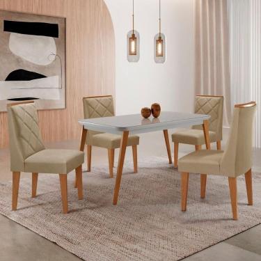 Imagem de Mesa De Jantar Copper 120cm Mdf Vidro Com 4 Cadeiras Moderna Turim 07/off//serig. Off