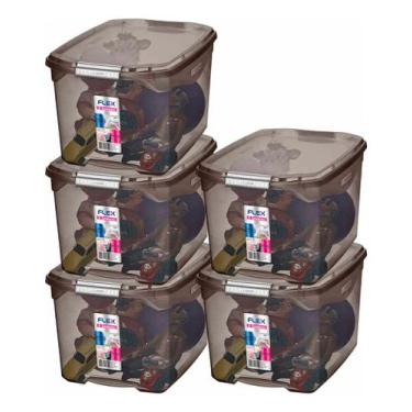 Imagem de 5 Caixa Organizadora Brinquedo Objeto Roupas 29l Preto Sanremo