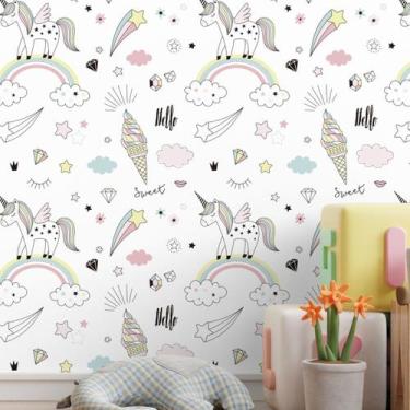 Imagem de Papel De Parede Adesivo Unicórnio Sorvete Quarto Teen 1.5m - DELIQUADR