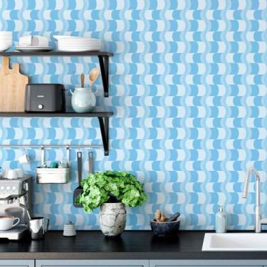 Imagem de Papel De Parede Adesivo Ilusão De Ótica Vertigem Azul 3m - DELIQUADROS