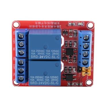 Imagem de Módulo de relé, Seletor de Gatilho de Isolamento, Optoacoplador, Gatilho de Nível Alto e Baixo, Placa de relé de 2 Canais (24V)