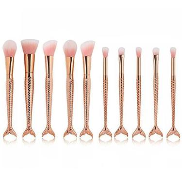 Imagem de Kit Pinceis Maquiagem Profissional 10 Peças Cabo Sereia - Lorben