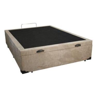 Imagem de Base Box Baú Casal 138 X 188 Suede Com Pistão Gás So1clique, Bege