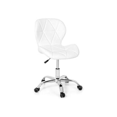 Imagem de Cadeira De Escritório Slim Ergonômica Giratória Couro Diversas Cores (Branco)