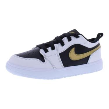 Imagem de Tênis infantil Jordan Nike 1 Low ALT Gym Vermelho Branco (PS) BQ6066-611, Branco/ouro metálico/preto e branco, 16
