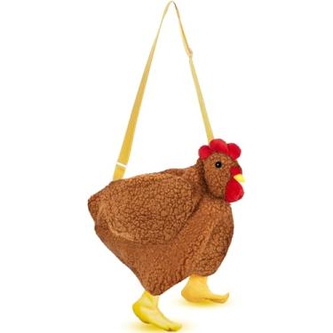 Imagem de Saintrygo Bolsa de ombro fofa, bolsa tiracolo de galinha, galinha, pato, fofo, animal, para mulheres e meninas, Caqui