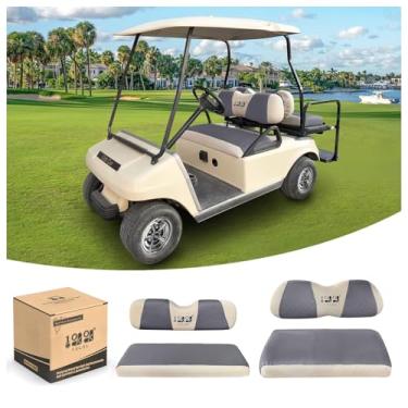 Imagem de 10L0L Conjunto de capas de assento dianteiro + traseiro de carrinho de golfe para EZGO TXT RXV & Club Car DS 4 modelos de passageiros kit de capas de assento de banco respirável lavável tecido de