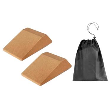 Imagem de Dynwave Blocos de agachamento em cunha de cortiça, 2 peças, tijolo para exercícios, elevação de panturrilha, de ioga, maca de panturrilha para