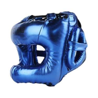 Imagem de IEUDNS Capacete de boxe, proteção para a cabeça, capacete macio ventilado, equipamento de proteção para luta, taekwondo, karatê, treinamento de artes, Azul
