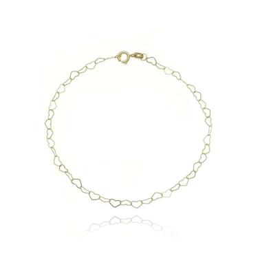 Imagem de Corrente Feminina Chocker Corações 45cm Ouro 18k 750 Amarelo