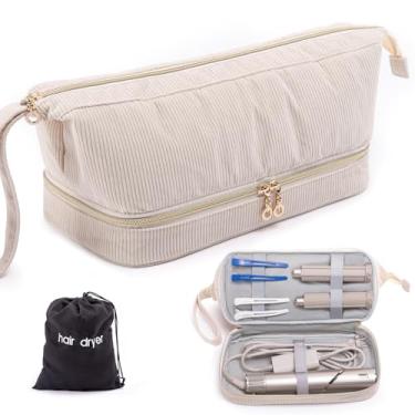 Imagem de ELCUPA Estojo para secador de cabelo, ferramentas de cabelo de camada dupla, estojo de transporte para viagem Shark FlexStyle/SmoothStyle com bolsa para secador de cabelo – Estojo para secador de