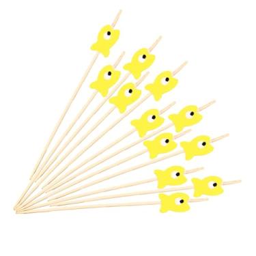 Imagem de Espetos de bambu descartáveis Little Fish Aperitivo, coquetel de palitos de frutas, sanduíche, sobremesa, palitos longos para festa de aniversário, decoração de alimentos, palitos de coquetéis
