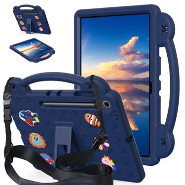 Imagem de Kwamaz Capa infantil para tablet Samsung Galaxy Tab S10 FE Plus de 13 polegadas, EVA Kids à prova de choque de 33,1 polegadas com alça de suporte (azul marinho)