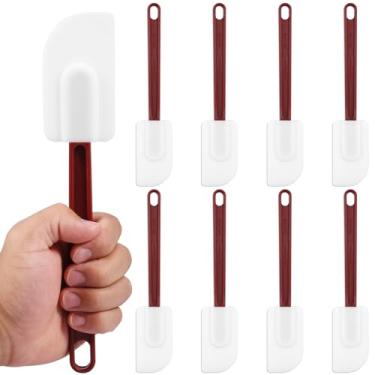 Imagem de PoDhey Espátula de silicone antiaderente com 9 peças, espátula de silicone resistente ao calor de 25,4 cm, com cabo longo, raspadores flexíveis reutilizáveis, espátulas de cozinha, lavável na