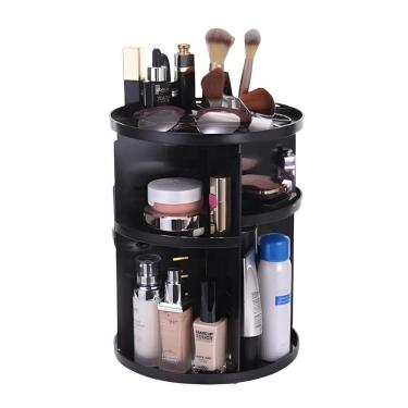 Imagem de Suporte Maquiagem Luxo Preto 3 Andares Giratorio Organizador Estante Cosmeticos Creme Perfume Skin Care Penteadeira Desi