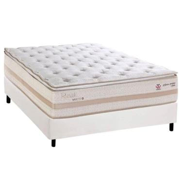 Imagem de Conjunto Box Casal: Colchão Molas Herval Maxspring Real + Base CRC Corano White (138x188)