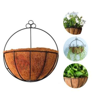 Imagem de 10 Vasos Cuia Fibra de Coco c/Suporte Meio Vaso Vertical - Decor Artif