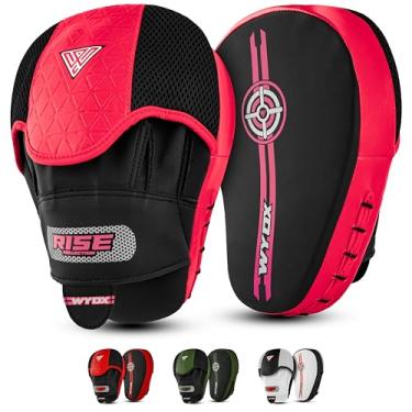 Imagem de WYOX Luvas e Protetores de Foco – Equipamentos de Treinamento Tudo em Um para Adultos e Crianças | Almofadas de Foco Curvas para Boxe e Kickboxing (Rosa e preto)