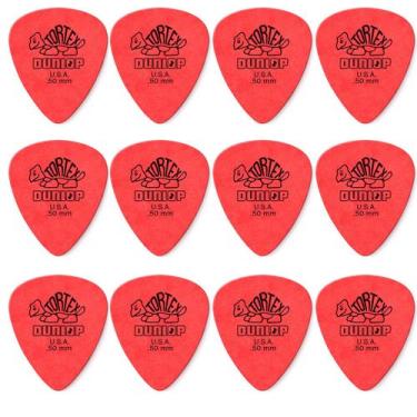 Imagem de 12 Palheta DUNLOP Tortex 0.50 mm Standard guitarra vermelha
