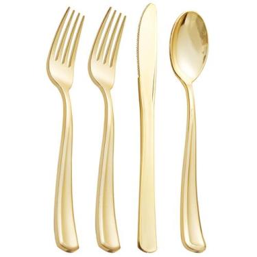 Imagem de Conjunto de talheres de plástico dourado Supernal 360 unidades para fe