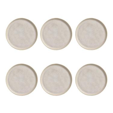 Imagem de Conjunto De Pratos Rasos Porto Brasil Linhas Latte Com 6 Pçs Bege