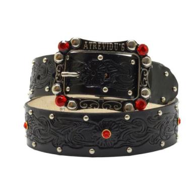 Imagem de Cinto Atrevidu's Em Couro Country Flores Cravo - Atrevidu's Country, P