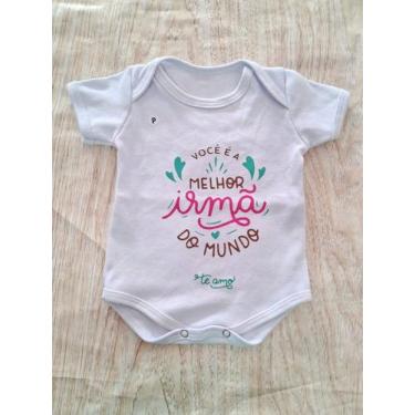 Imagem de Body Infantil Manga Curta Para Bebê Branco Temático Frases Moda Verão 