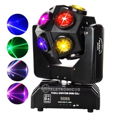 Imagem de Jogo de Luzes Moving Head 12 LEDs RGBW 120W DMX Para Festas, DJs e Sho