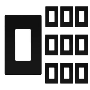 Imagem de TG Placa de parede decorativa sem parafusos, capa de tomada segura para crianças, tamanho médio 1 gangue 12,4 cm A x 7,9 cm C, termoplástico de policarbonato inquebrável, listado na UL, brilhante