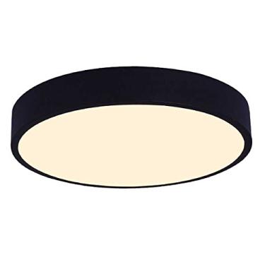 Imagem de Luminária de teto LED tricolor com escurecimento, luminária de teto minimalista embutida, fina, 1,9 pol., iluminação de teto (abajur de macaron), lâmpada plana moderna para quarto e sala de