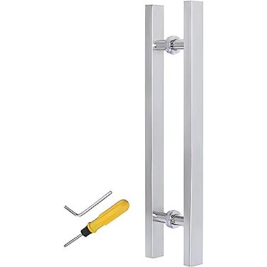 Imagem de DSeenLeap Puxador de barra de puxar moderno, puxadores de porta de celeiro deslizantes de dupla face, puxadores de porta em forma de H de entrada com encaixe, para porta de madeira de vidro de