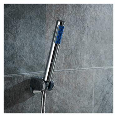 Imagem de WYUYIWH Chuveiro redondo de mão azul chuveiro moderno cromado