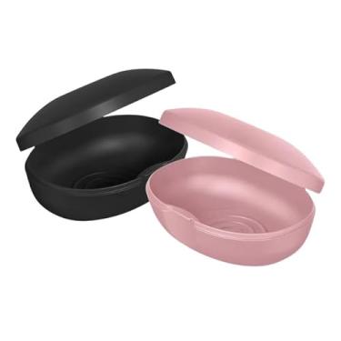 Imagem de Saboneteira Soft Fechada Porta Sabão Barra Portátil Viagem Escola Mala(Preto e Rosa)