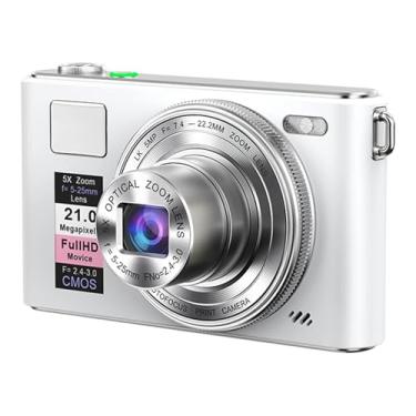 Imagem de ZGUZMCMK Câmera digital de brinquedo versátil com de 5x, resolução de 48 megapixels, acessórios de vídeo 4K resistentes para concertos, estudos, gravação, Branco