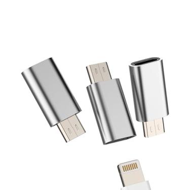 Imagem de Adaptador Lightning fêmea para micro USB macho (pacote com 3) Adaptador de porta Android para cabo carregador de iPhone, conector de carregamento Android compatível com acessórios Samsung