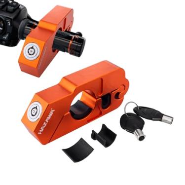 Imagem de HAZAWA Trava de guidão de motocicleta, trava de alavanca de freio antifurto CNC de alumínio resistente, ajuste universal para motocicletas, scooters, ATVs e bicicletas (laranja)
