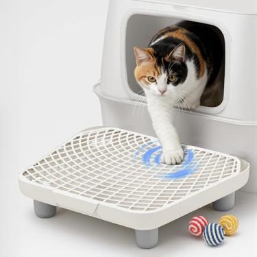 Imagem de Degrau de caixa de areia, rampa de caixa de areia com base antiderrapante e degrau de proteção para gatos de 9 cm de altura – Rampas trapézio PP para gatos com controle de poeira com espaço de filtro