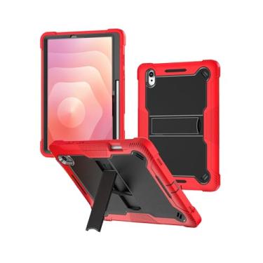 Imagem de Capa para tablet Samsung Galaxy Tab S11 de 11 polegadas, capa à prova de choque de 3 camadas WUNIAK com suporte e compartimento para caneta, parte traseira rígida de policarbonato e capa interna de