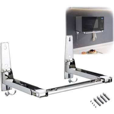 Imagem de Suporte Para Micro-ondas - Suportes Para Prateleira - Suporte Para Forno De Microondas Suportes Flutuantes Pesados - Suporte De Parede Para Forno Ajustável Prateleiras Telescópicas, Silver, 200mm