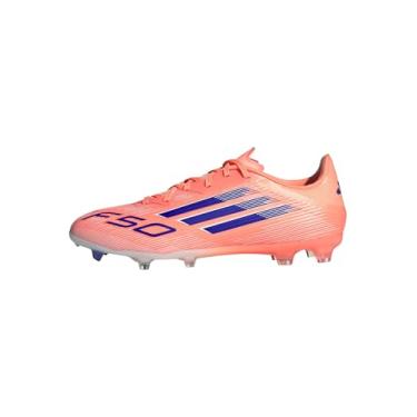Imagem de adidas Tênis unissex adulto F50 League Firm Ground, Laranja/azul claro/branco, 11 Women/10 Men